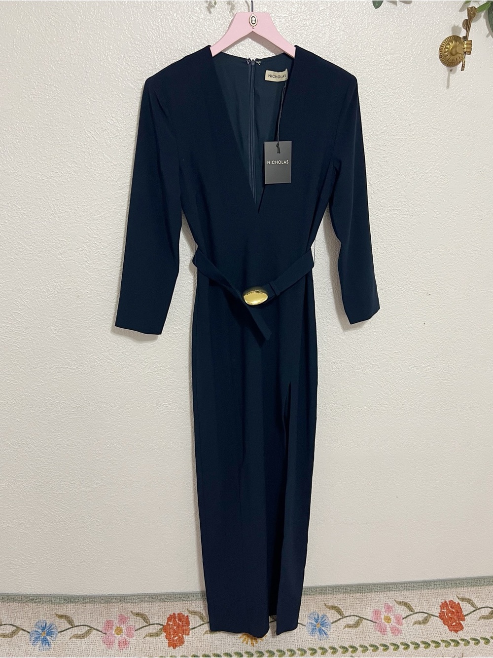 NWT Nicholas Kalissa Belted Crepe Gown - Picture 3 of 10